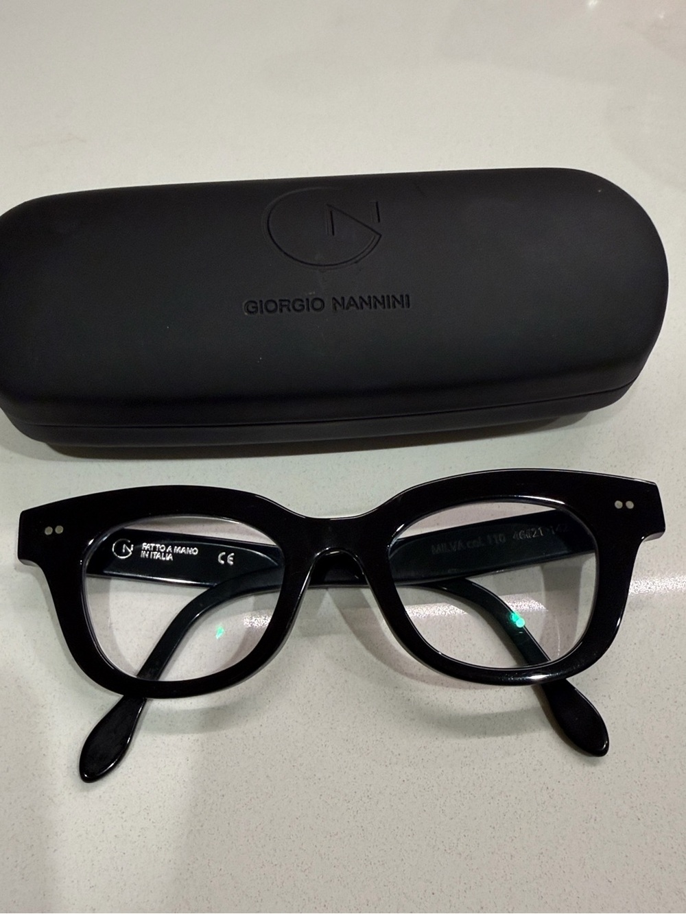 Giorgio Nannini MILVA: 110 Black Italian Cat-Eye Glasses 46-21-142 Original Case